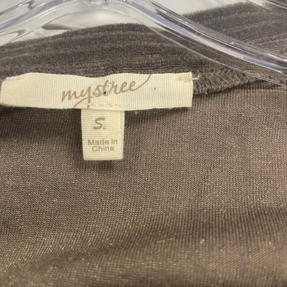 Mystree Womens Velour Pullover Top Tie Hem Long Sleeve Rhinestone Brown/Multi S - Picture 8 of 9